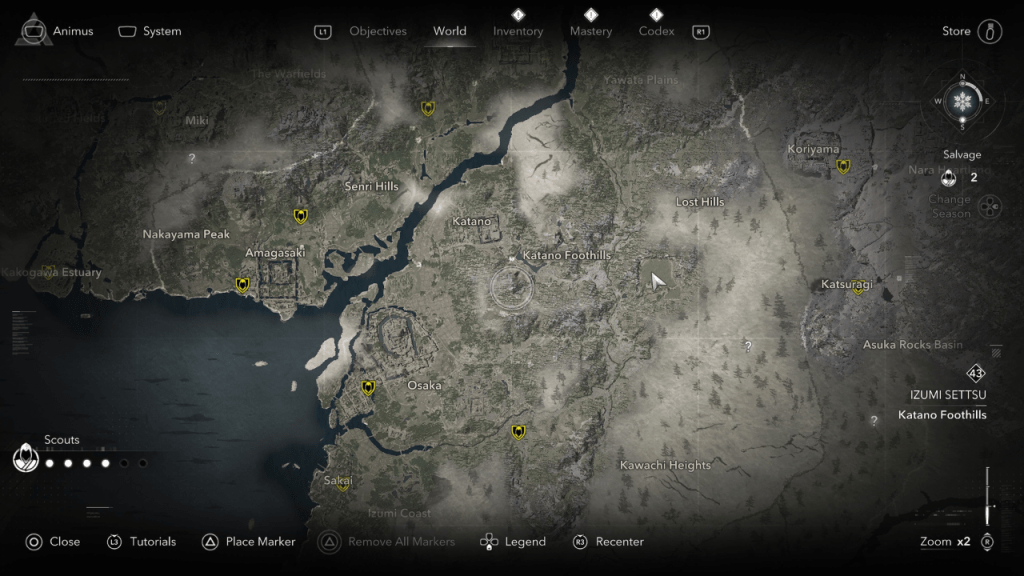 Izumi Settsu Kakurega Orte in Assassin's Creed Shadows