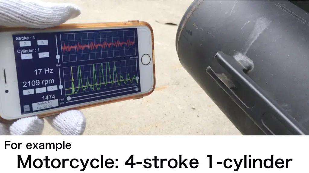 Schermata Engine Sound Analyzer:RPM Calc 1
