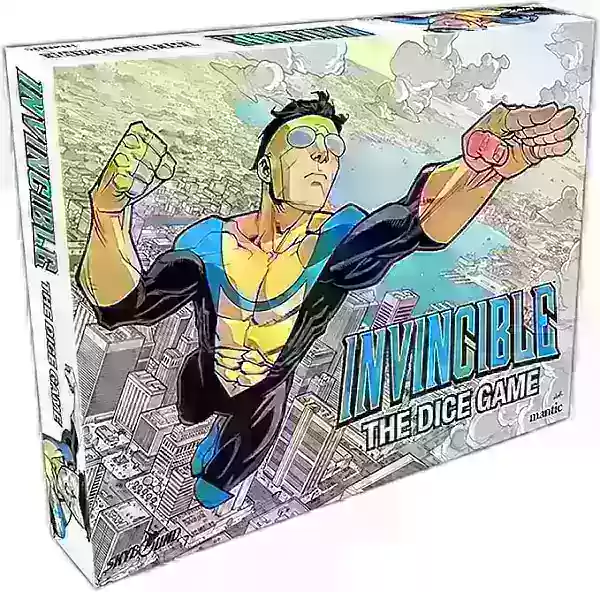 Invincible Dice Game box art showing superhero characters