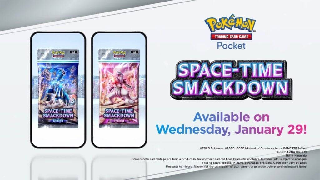 Ang Pokémon TCG Pocket ay bumababa sa tampok na kalakalan, unveils space-time smackdown expansion
