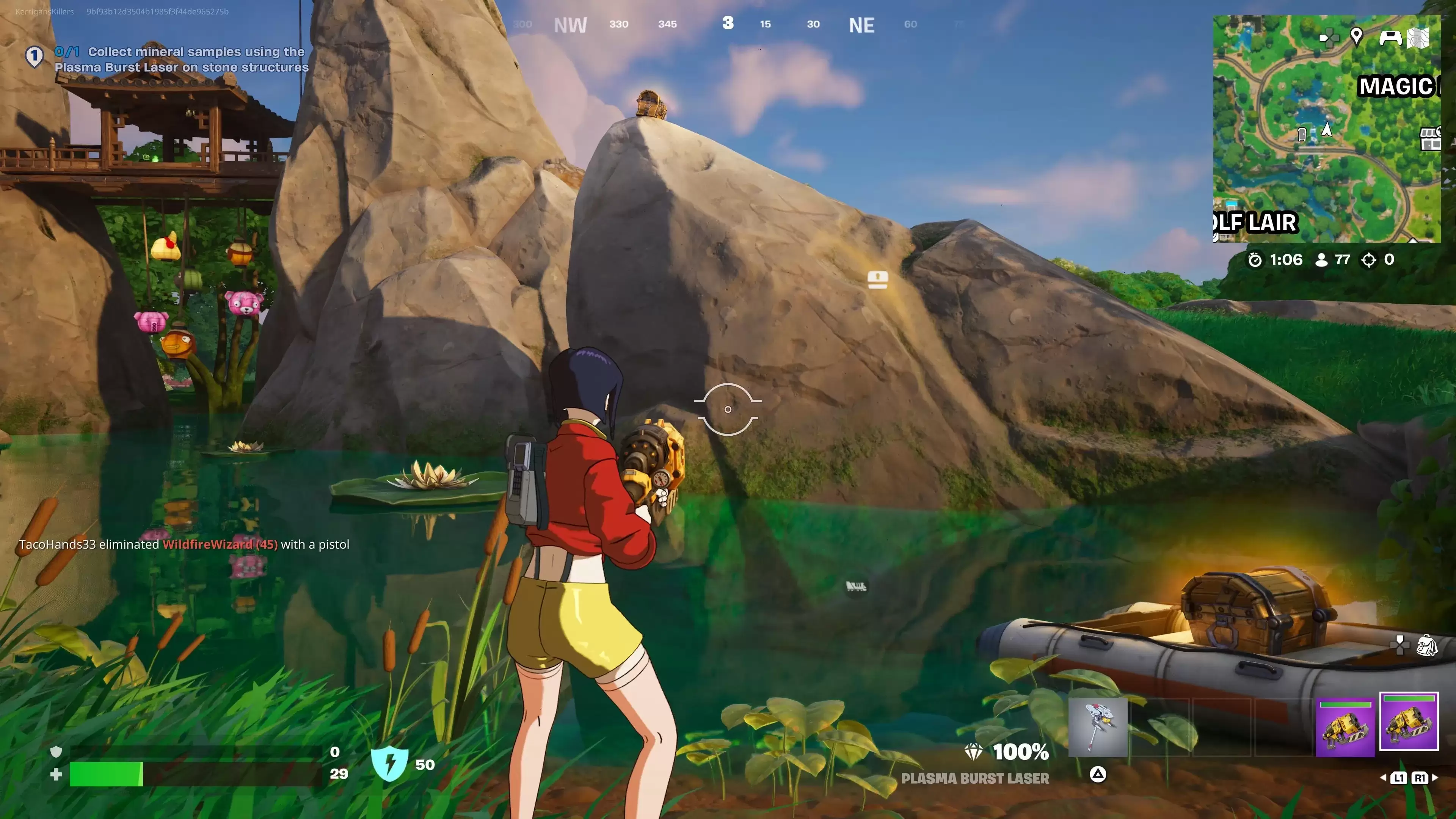 Fortnite अध्याय 6: प्लाज्मा बर्स्ट लेजर के साथ खनिज नमूने एकत्र करें