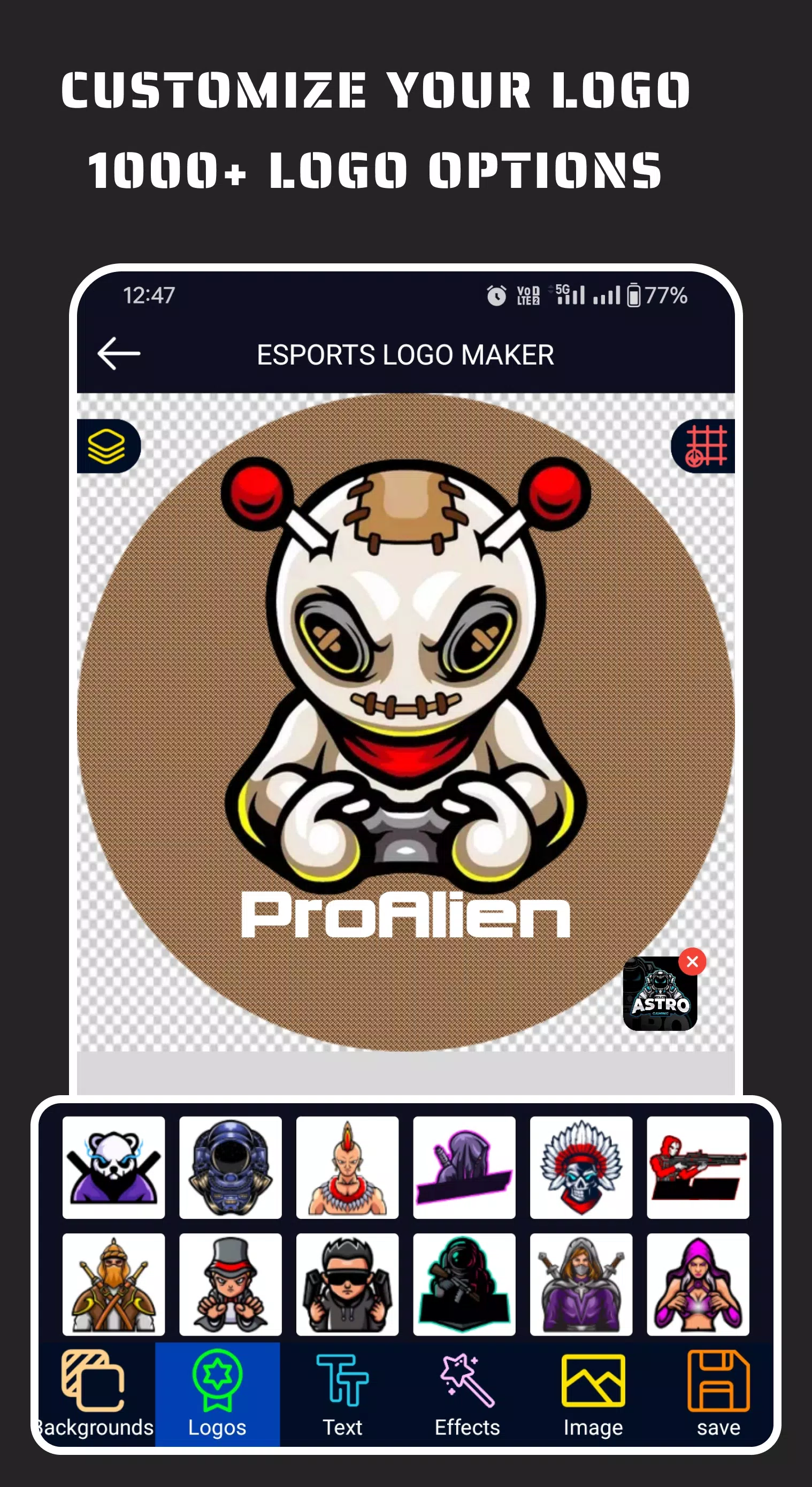 Esportify: Gaming Logo Maker Captura de pantalla 1