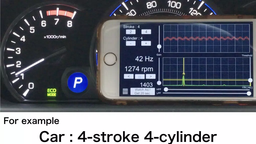 Schermata Engine Sound Analyzer:RPM Calc 0
